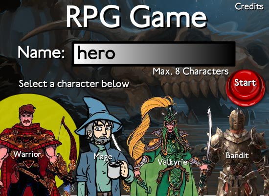 RPG Game Home Screen