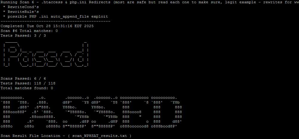 WPHSAT finished scans WPHSAT finished scans
