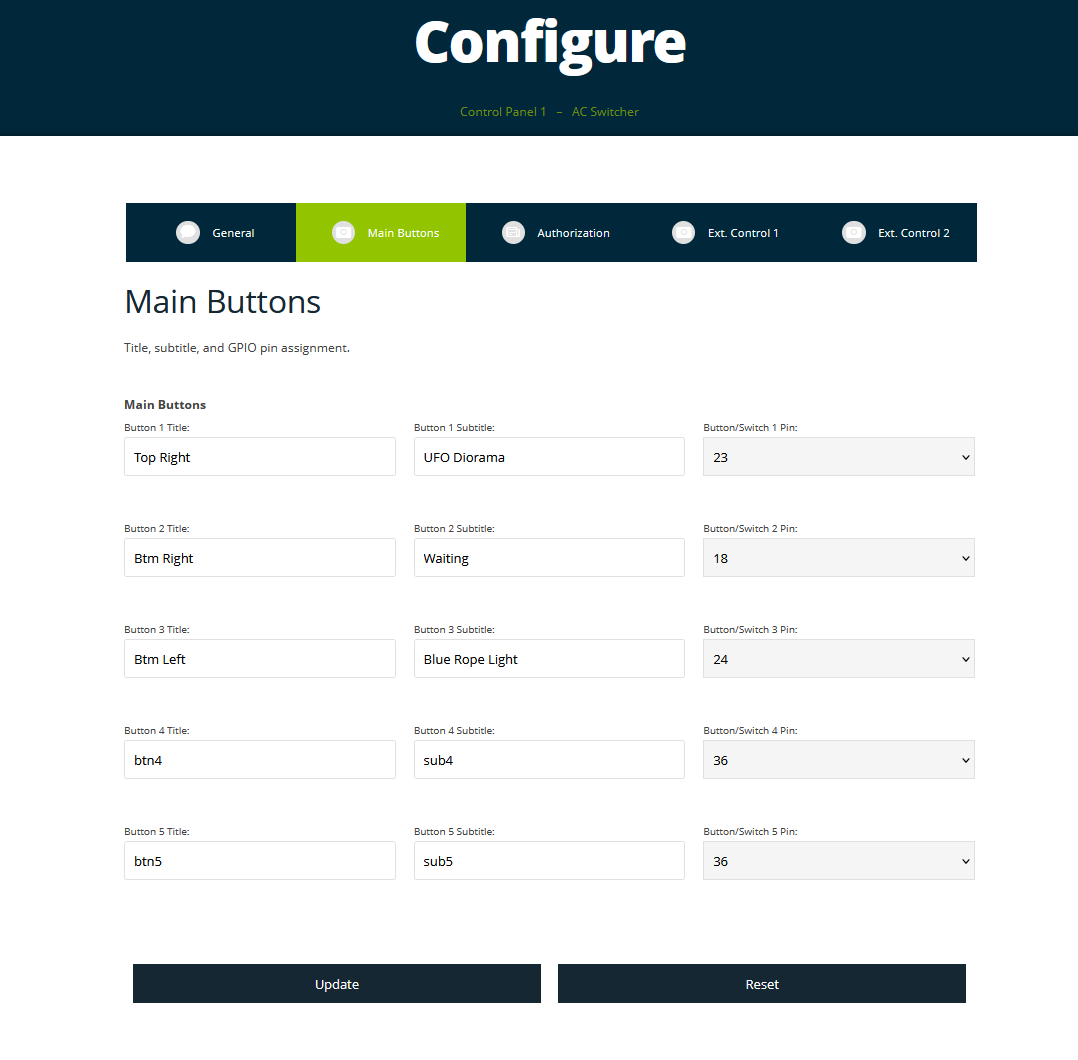 AC Control Panel Buttons AC Control Panel Buttons